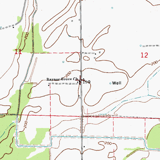 Topographic Map of Raynor Grove Church, AR