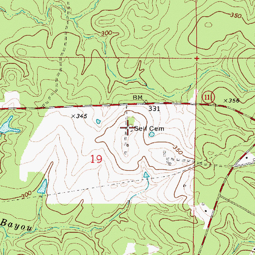 Topographic Map of Self Cemetery, LA