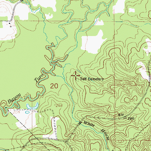 Topographic Map of Self Cemetery, LA