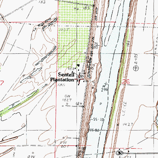 Topographic Map of Sentell Plantation, LA