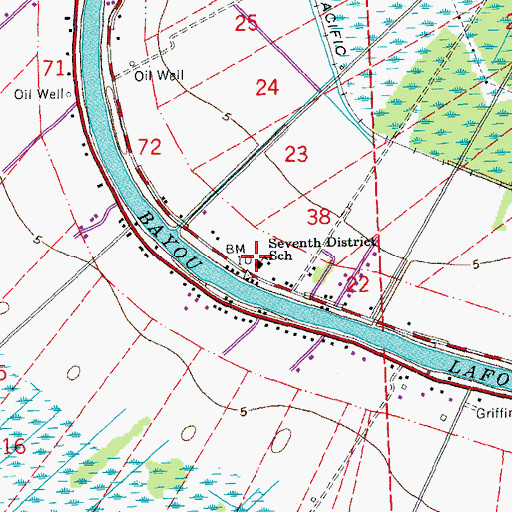 Topographic Map of Seventh District School, LA
