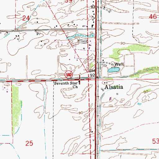 Topographic Map of Seventh Star Church, LA