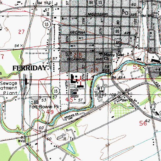 Topographic Map of Sevier High School, LA