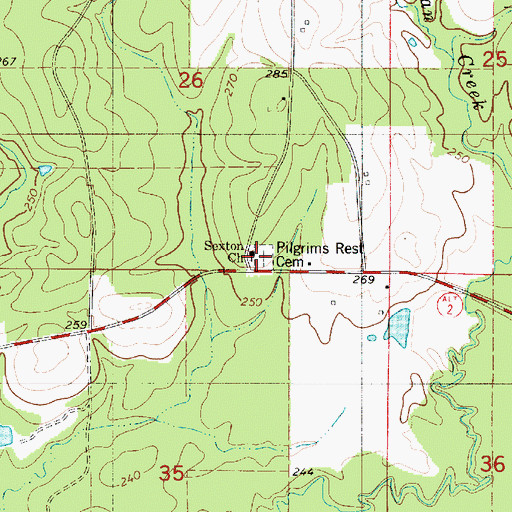 Topographic Map of Sexton Church, LA