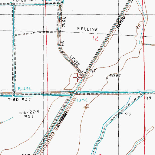 Topographic Map of Shackleford Bayou, LA
