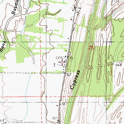 Topographic Map of Shackleford Church, LA