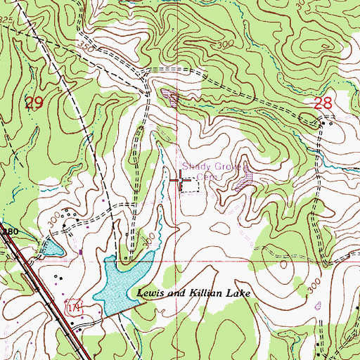 Topographic Map of Shady Grove Cemetery, LA