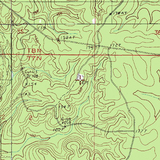 Topographic Map of Shady Grove Cemetery, LA