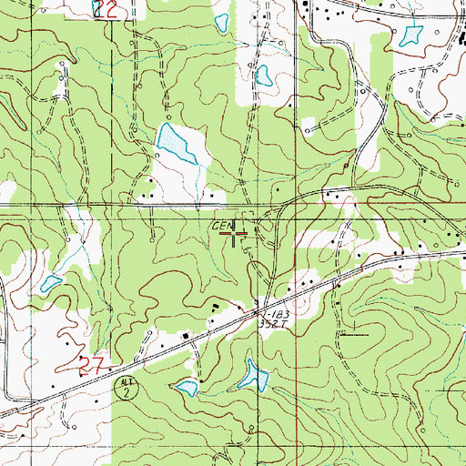 Topographic Map of Shady Grove Cemetery, LA