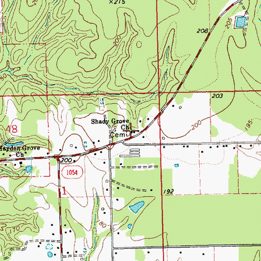 Topographic Map of Shady Grove Church, LA