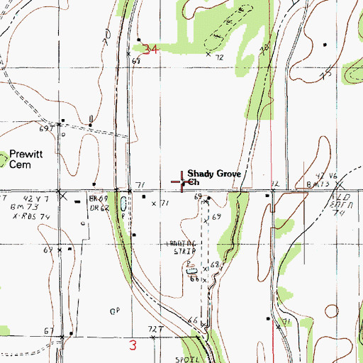 Topographic Map of Shady Grove Church, LA