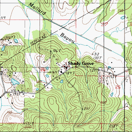 Topographic Map of Shady Grove School, LA
