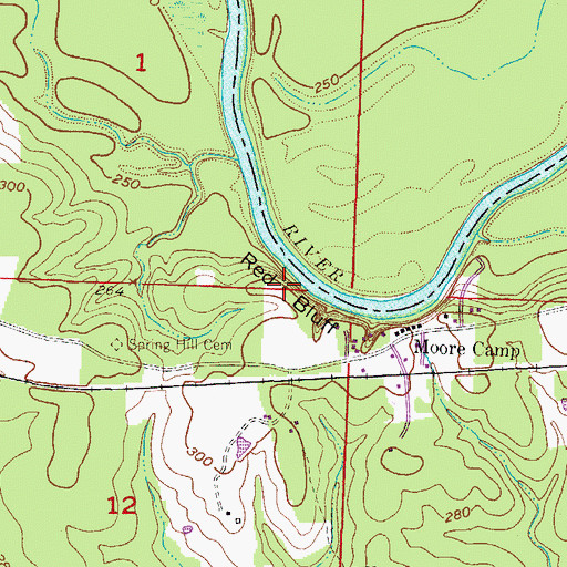 Topographic Map of Red Bluff, AR