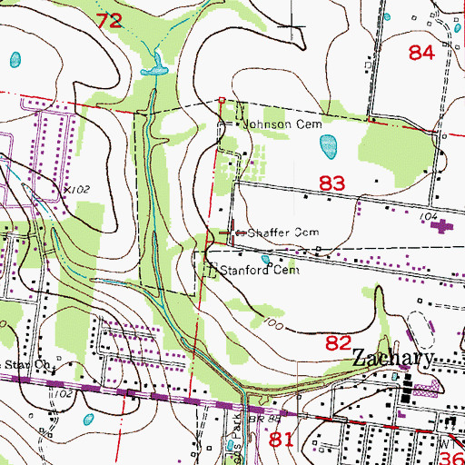 Topographic Map of Shaffer Cemetery, LA