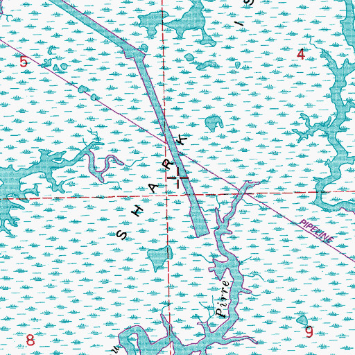 Topographic Map of Shark Island, LA