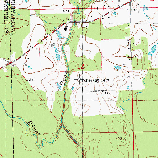Topographic Map of Sharkey Cemetery, LA