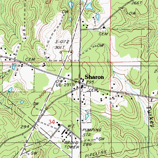 Topographic Map of Sharon, LA