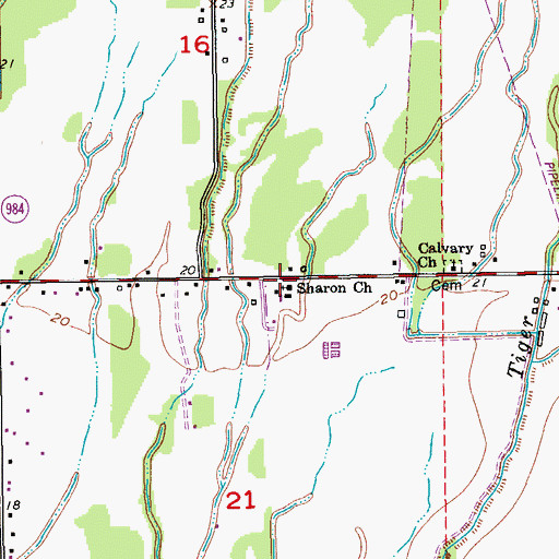 Topographic Map of Sharon Church, LA
