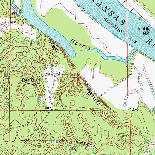 Topographic Map of Red Bluff, AR