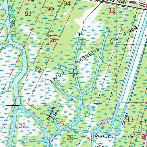 Topographic Map of Sharp Canal, LA