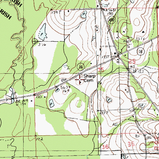 Topographic Map of Sharp Church, LA