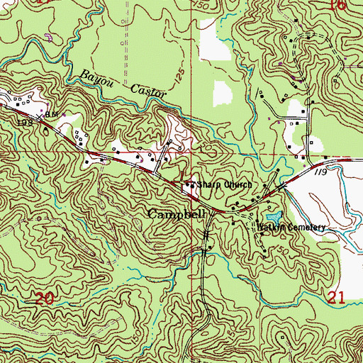 Topographic Map of Sharp Church, LA