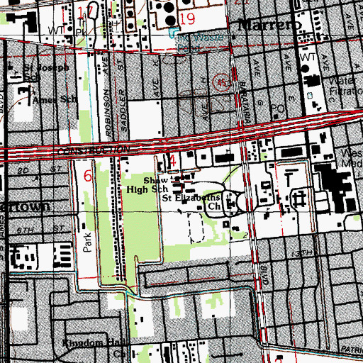 Topographic Map of Archbishop Shaw High School, LA