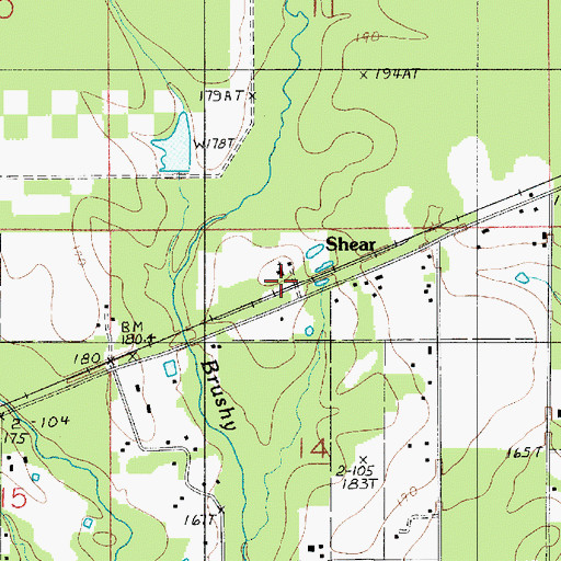 Topographic Map of Shear, LA