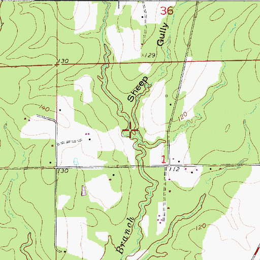 Topographic Map of Sheep Gully, LA