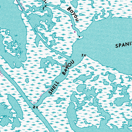 Topographic Map of Shell Bayou, LA