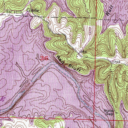 Topographic Map of Red Bluff, AR