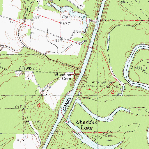 Topographic Map of Sheridan Cemetery, LA