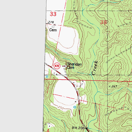 Topographic Map of Sheridan Cemetery, LA