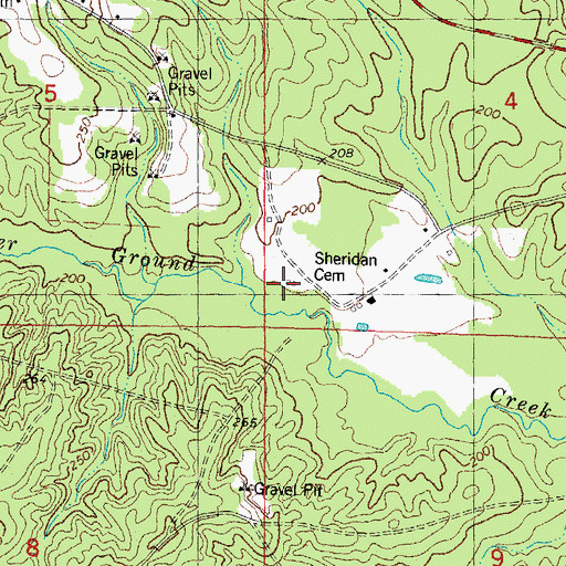 Topographic Map of Sheridan Cemetery, LA