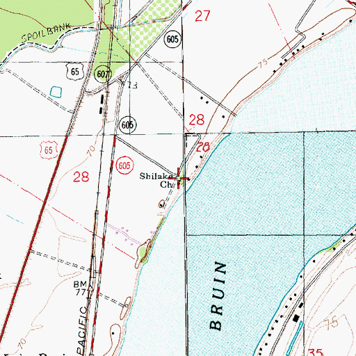 Topographic Map of Shilake Church, LA