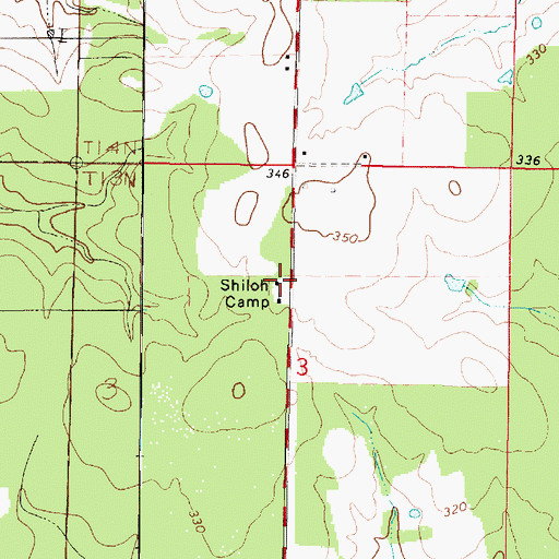 Topographic Map of Shiloh Camp, LA