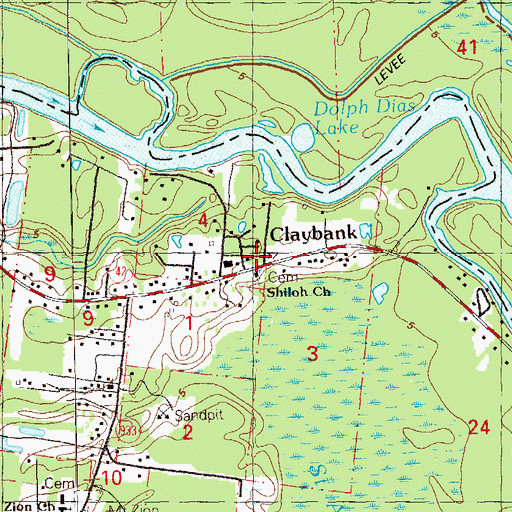 Topographic Map of Shiloh Church, LA