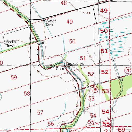 Topographic Map of Shiloh Church, LA