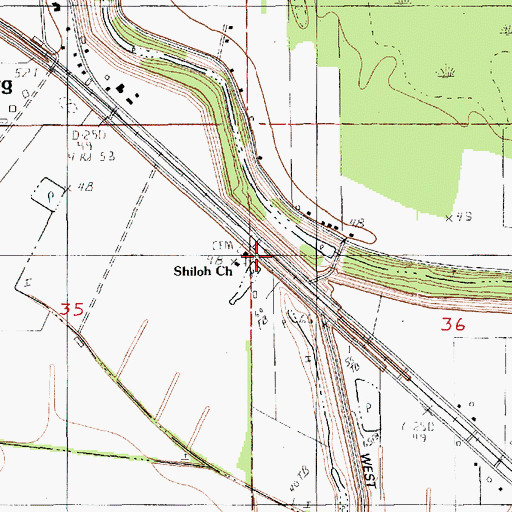 Topographic Map of Shiloh Church, LA