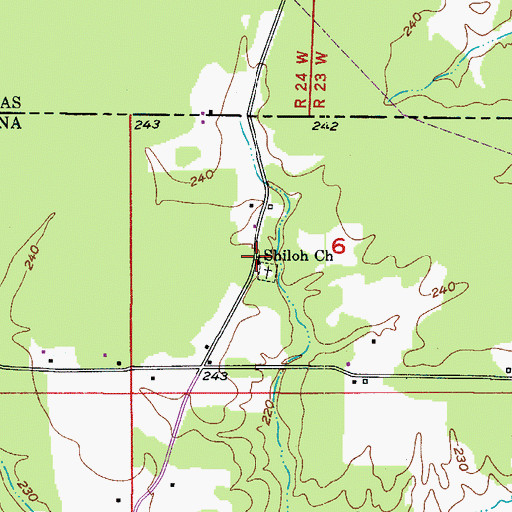 Topographic Map of Shiloh Church, LA