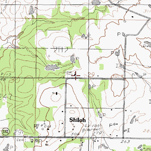 Topographic Map of Shiloh Methodist Church, LA