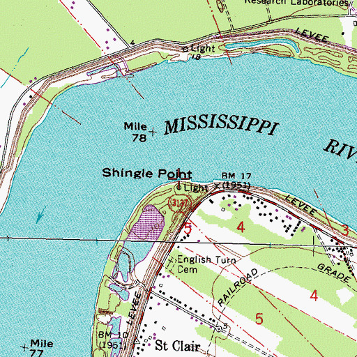 Topographic Map of Shingle Point, LA