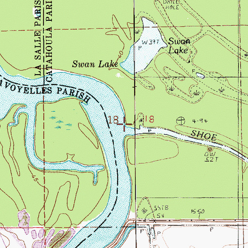 Topographic Map of Shoe Bayou, LA