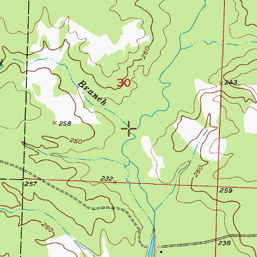 Topographic Map of Red Branch, AR