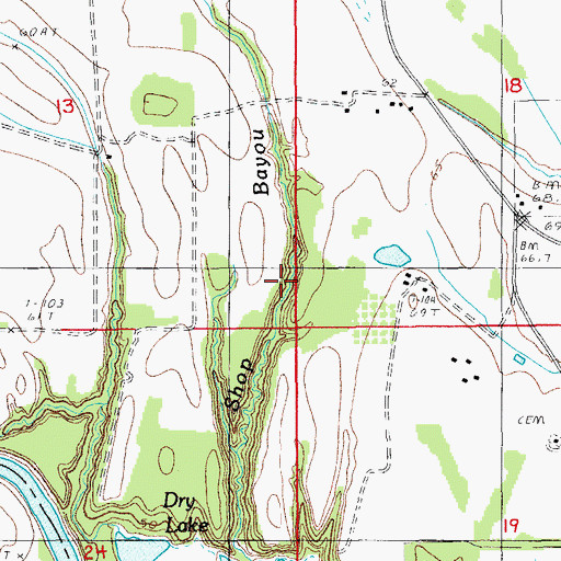 Topographic Map of Shop Bayou, LA