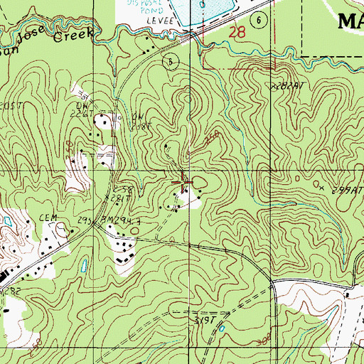 Topographic Map of Short Tree Church, LA