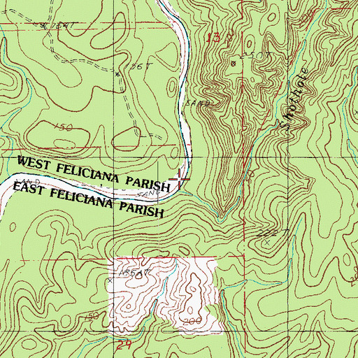 Topographic Map of Shothole Branch, LA