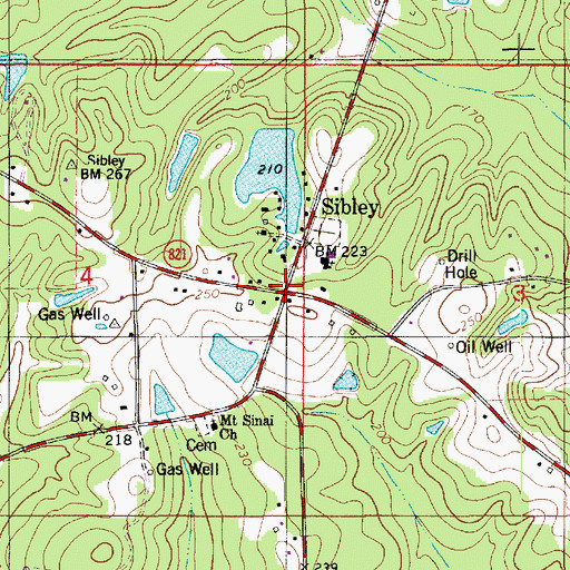 Topographic Map of Sibley, LA
