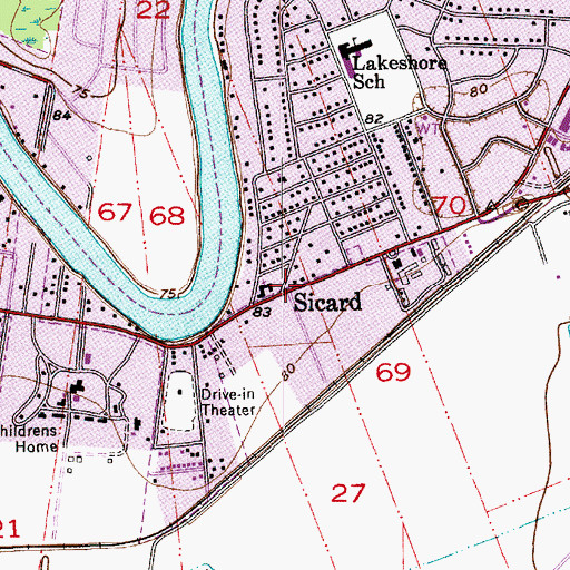 Topographic Map of Sicard, LA