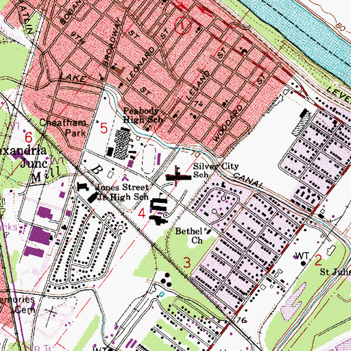 Topographic Map of W O Hall Elementary Magnet School, LA
